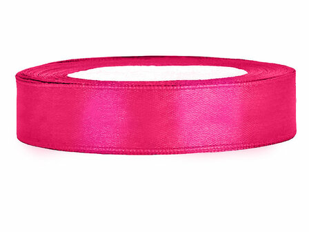 Satijn lint 1 cm neon fuchsia