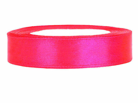 Satijn lint 1.5 cm breed neon fuchsia