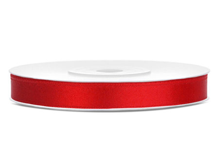 Satijn lint 6 mm rood