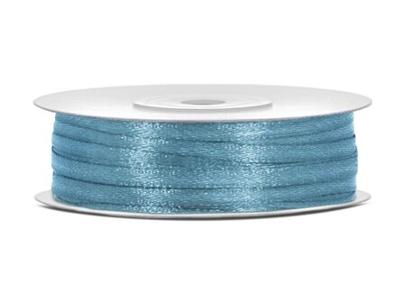 Satijn lint 3 mm vintage blauw 91 meter rol