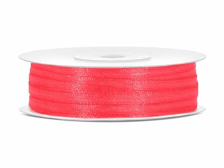 Satijn lint 3 mm bubblegum roze 91 meter rol