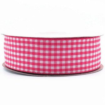 Geruit lint roze 3.8 cm breed