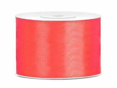 Satijn lint 50 mm neon fuchsia 6 meter