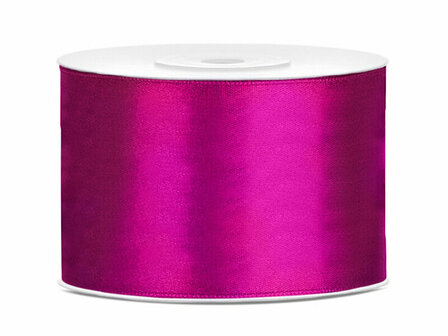 Satijn lint 50 mm donker fuchsia 6 meter