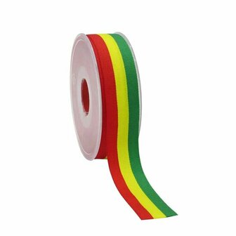 Lint carnaval 25 mm breed rood geel groen