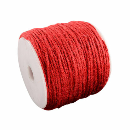 Jute touw rood 2 mm dikte 100 meter