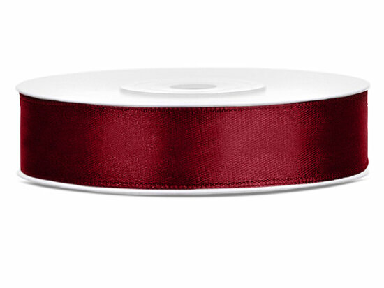 Satijn lint 12 mm bordeaux rood