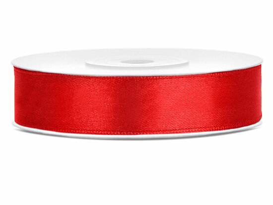 Satijn lint 12 mm rood