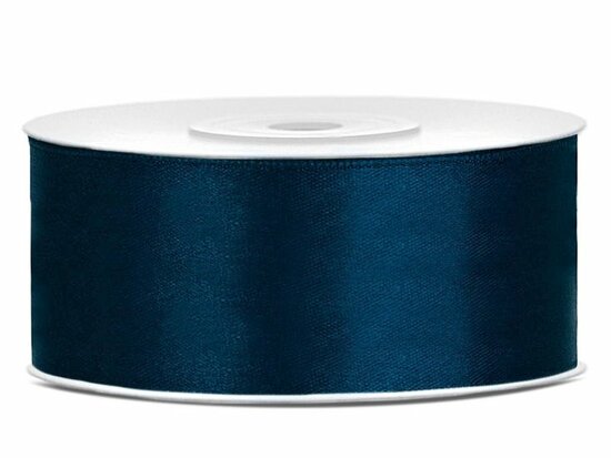 Satijn lint 25 mm donker blauw