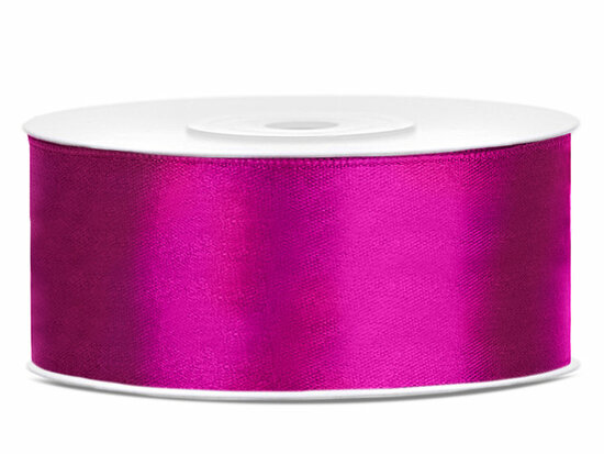 Satijn lint 25 mm donker fuchsia