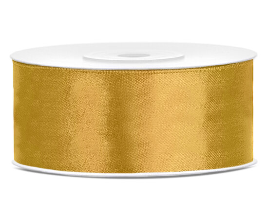 Satijn lint 25 mm goud