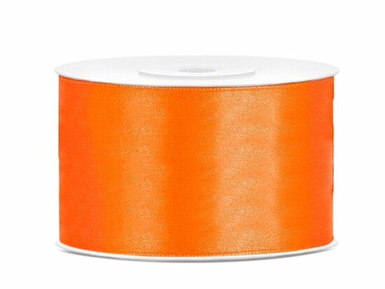 Satijn lint 38 mm fel oranje