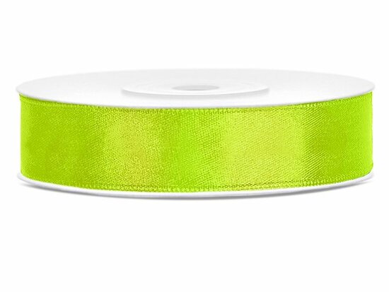 Satijn lint 12 mm neon groen