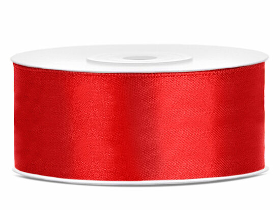 Satijn lint 25 mm Rood