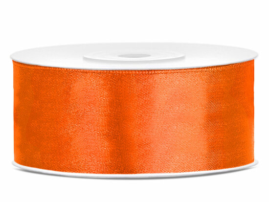 Satijn lint 25 mm fel oranje