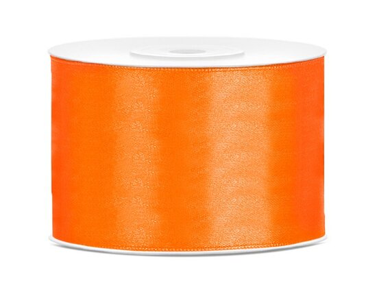 Satijn lint 50 mm fel oranje