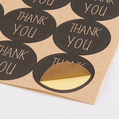 Stickers wit thank you kleuren mix witte tekst 10 stuks