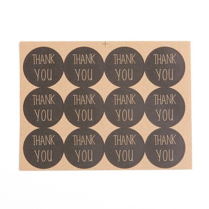 Stickers wit thank you kleuren mix witte tekst 10 stuks