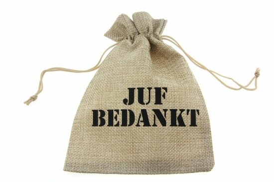 Jute zakjes juf bedankt 13 x 18 cm