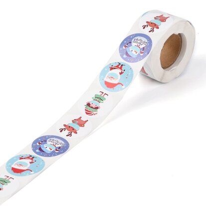 Ronde stickers kerst figuurtjes mix 10 stuks