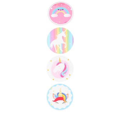 Stickers rond unicorn rainbow 10 stuks