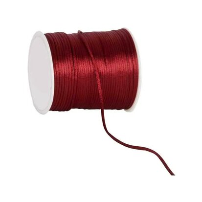 Satijn koord 2 mm bordeaux rood rol 100 meter