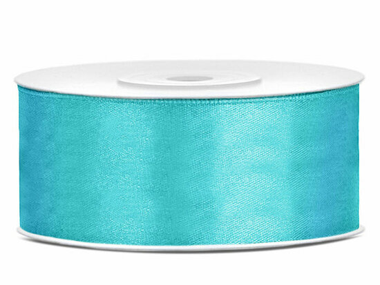 Dubbelzijdig satijn lint 25 mm turquoise