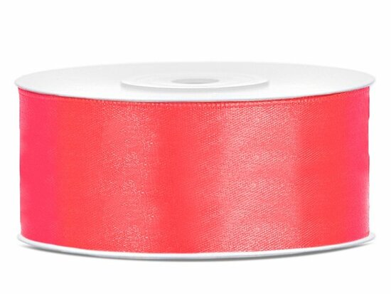 Satijn lint 25 mm neon fuchsia 6 meter