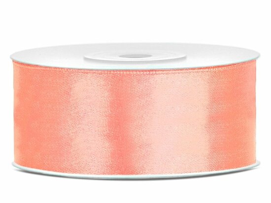 Satijn lint 25 mm zalm roze 6 meter