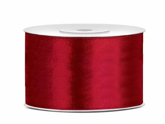 Satijn lint 38 mm breed donker rood 6 meter