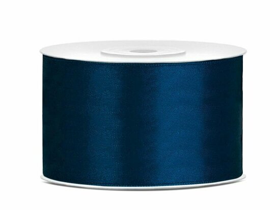 Satijn lint 38 mm breed donker blauw 6 meter