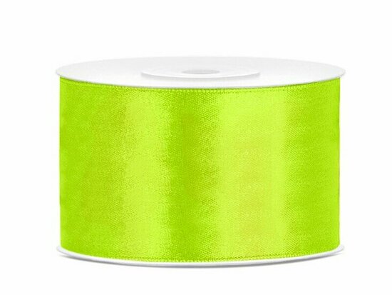 Satijn lint 38 mm breed neon groen 6 meter