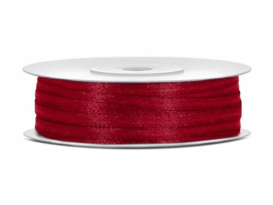 10 meter Satijn lint 3 mm donker rood