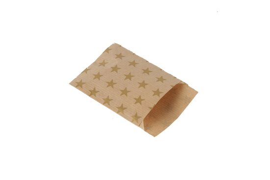 Kraft zakjes 7 x 9 cm met goud ster print 10 stuks