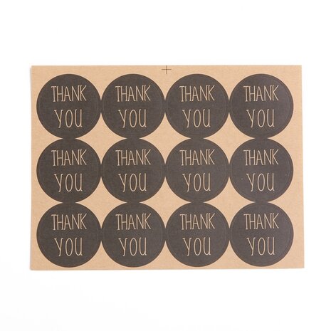 Stickers wit thank you kleuren mix witte tekst 10 stuks