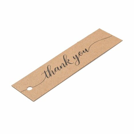 Kraft label thank you 2 x 7 cm 10 stuks