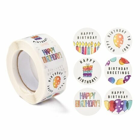 Ronde stickers happy birthday design 4